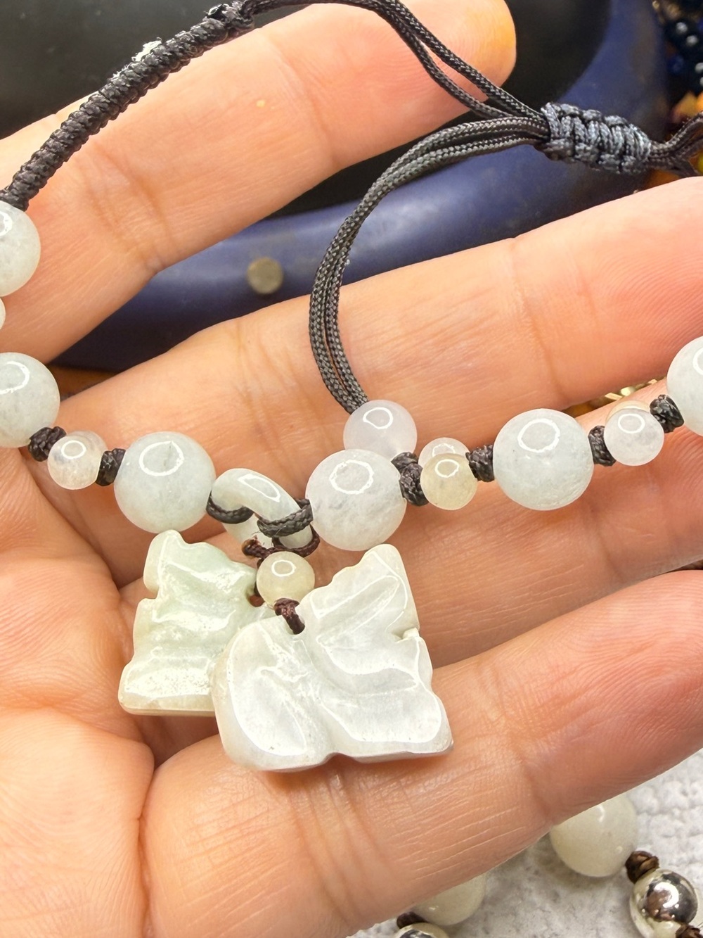 Jade Butterfly Pendant Necklace in Pale Green